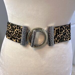 NWOT CHICO’S Stretch Cheetah Print Mixed Metal Buckle Belt